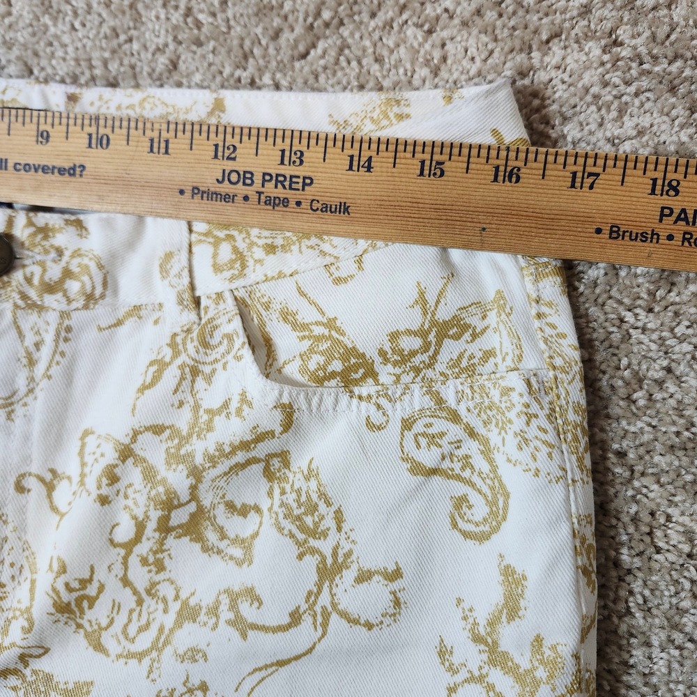 Chaps Slimming Fit Pants Gold Paisley White Stretch Cropped Casual Size 12 - Picture 4 of 7
